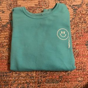 Smiley Face and lighting bolt crew neck
